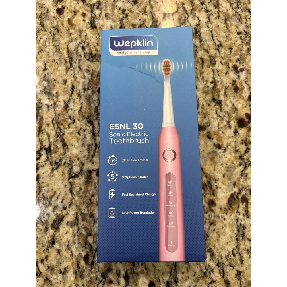 Wepklin ESNL30 Sonic Electric Toothbrush, Rechargeable, 8 Heads, USB